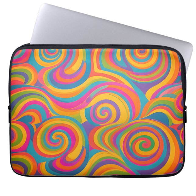 Capa Para Notebook Redemoinho de Arco-Íris Abstrato Energia Vibrante (Frente)
