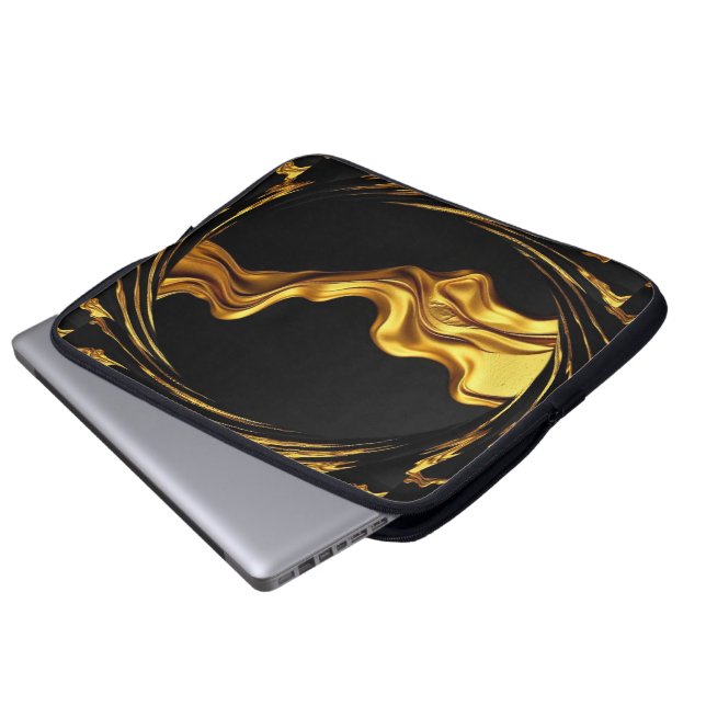 Capa Para Notebook Redemoinho Opulento Líquido Ouro Preto Monocro Cri (Frente Inferior)