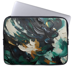 Capa Para Notebook Redemoinhos Abstratos Azul-Marinho Dourado