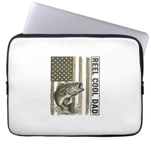 Capa Para Notebook Reel Cool Dad Bass Fishing Flag Vector Design_1
