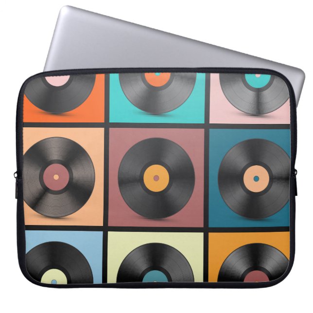 Capa Para Notebook Registros de vinilo: conjunto retrô LP. (Frente)