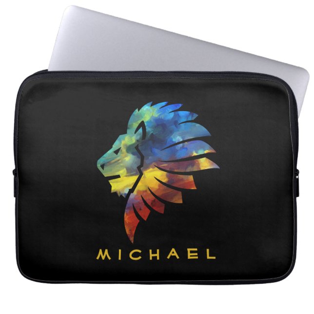 Capa Para Notebook Rei da selva, nome de aquarela monograma (Frente)