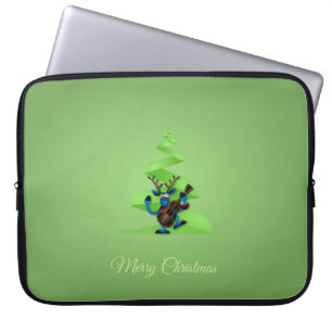 Capa Para Notebook Reindeer Dançando Violão Feliz Árvore de Natal