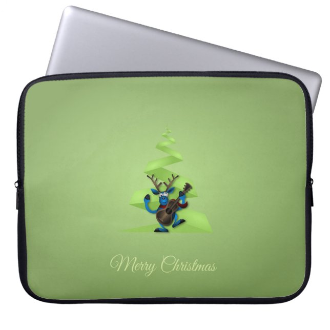 Capa Para Notebook Reindeer Dançando Violão Feliz Árvore de Natal (Frente)