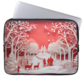Capa Para Notebook Reindeers 3D e Pessoas na aldeia