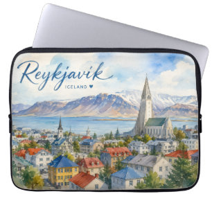 Capa Para Notebook Reiquiavique Islândia souvenir aquarela