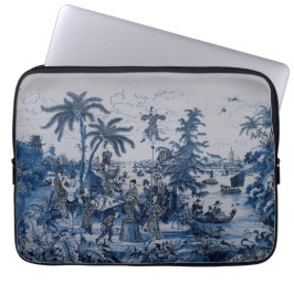 Capa Para Notebook Repro Chinoiserie Delft Blue e White Azulejo