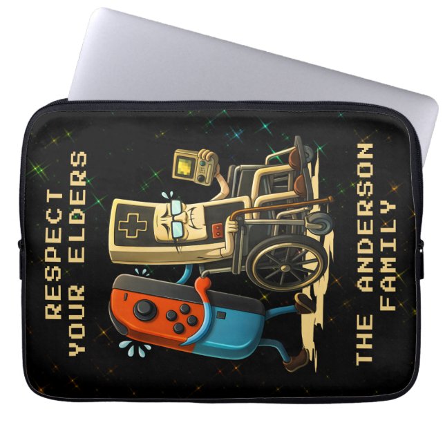 Capa Para Notebook Respect Your Elders Gaming Control Retro Funny (Frente)