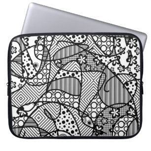 Capa Para Notebook Retalhos pretos & brancos 04 do teste padrão