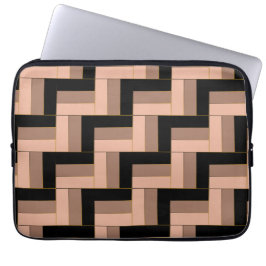 Capa Para Notebook Retângulos Geométricos Pretos de Mocha Castanho