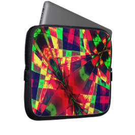 Capa Para Notebook Retângulos inclinados, esticados, verdes, vermelho