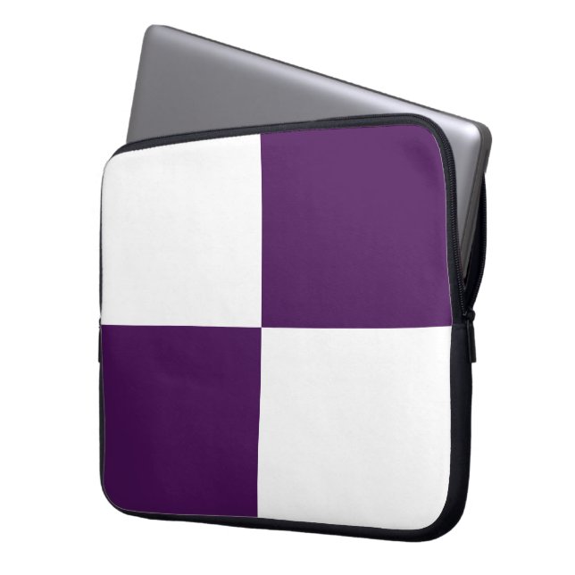 Capa Para Notebook Retângulos retos roxos e brancos (Frente Esquerda)