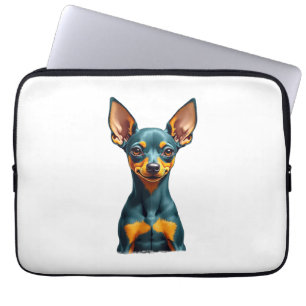Capa Para Notebook Retrato Colorido de Pinscher Miniatura Vintage Gra