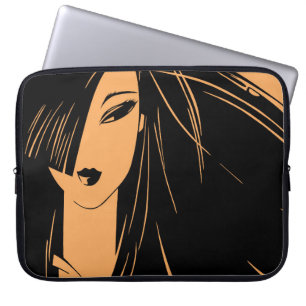 Capa Para Notebook Retrato da garota com cabelo despedido
