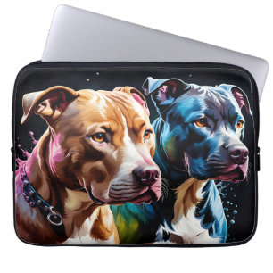 Capa Para Notebook Retrato de dois pit Bulls