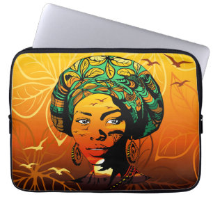 Capa Para Notebook Retrato de Mulher Africana com Sunset