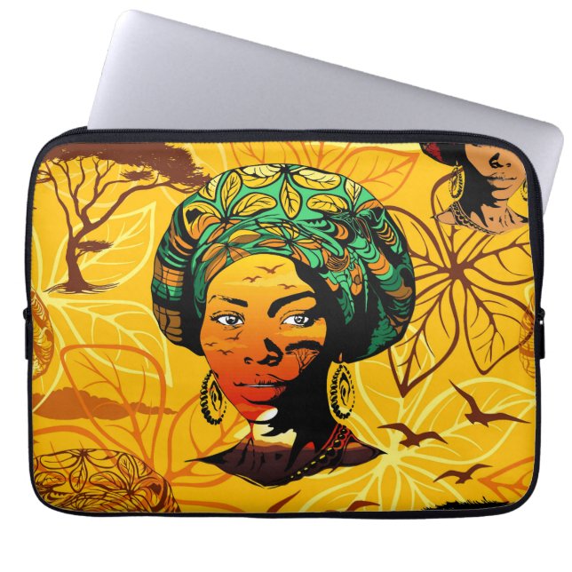 Capa Para Notebook Retrato de Mulher Africana com Sunset (Frente)