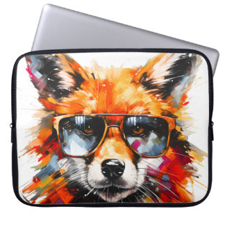 Capa Para Notebook Retrato de óculos de sol de raposa animal abstrato