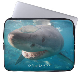 Capa Para Notebook Retrato de Tubarão Branco do excelente Personaliza