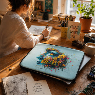 Capa Para Notebook Retrato Floral da Deusa Mãe Natureza Arte