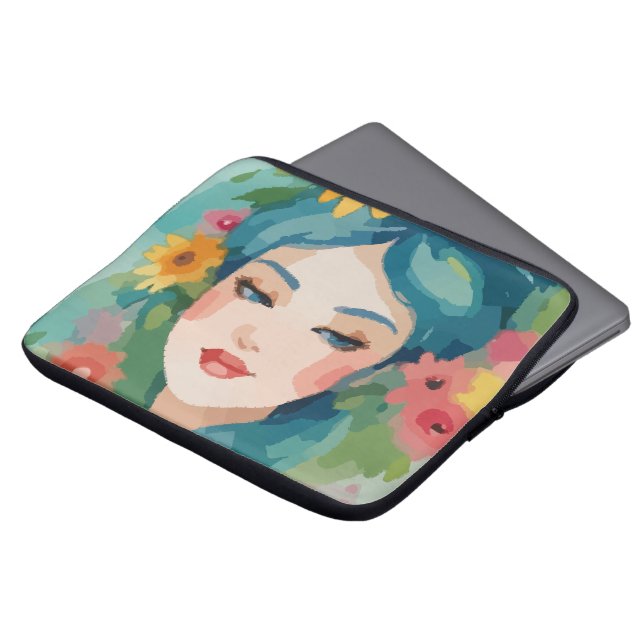 Capa Para Notebook Retrato Floral Daydreit (Frente Topo)