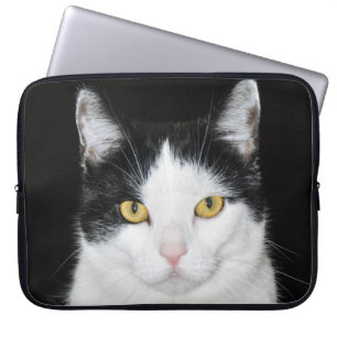 Capa Para Notebook Retrato preto e branco do gato
