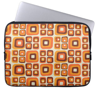Capa Para Notebook Retrô Anos 70 Laranja e Marrom Geométrico Meados d