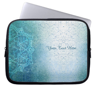 Capa Para Notebook Retro Boho Floral Mandala Zen Azul