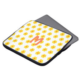 Capa Para Notebook Retro Daisies Amarelo e Laranja e Branco Floral