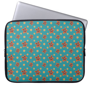 Capa Para Notebook Retro Floral e Polkas na Bolsa de laptop Teal