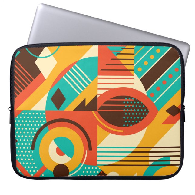 Capa Para Notebook Retro geométrico colorido: abstração de safra. (Frente)