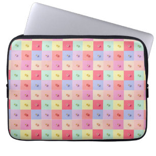 Capa Para Notebook Retro margarida Vermelho Rosa Azul Aqua Floral Ani