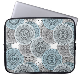 Capa Para Notebook Retro, padrão retrô, azul e cinza, elegante