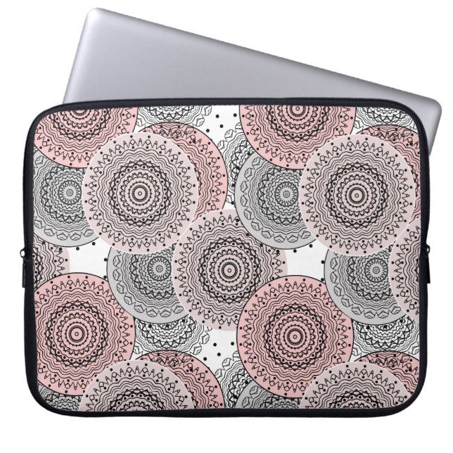 Capa Para Notebook Retro, padrão retrô, azul e rosa, elegante (Frente)