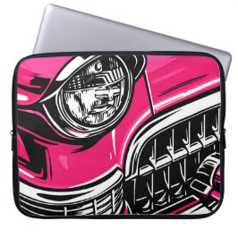 Capa Para Notebook Retro Pink Classic Car Front Pop Art Illustration