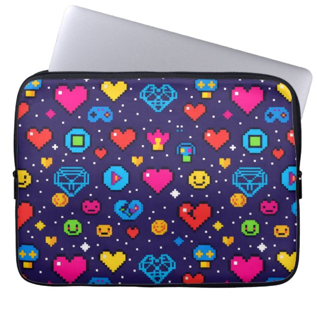 Capa Para Notebook Retro Pixel Art Gaming Padded Laptop Sleeve (Frente)