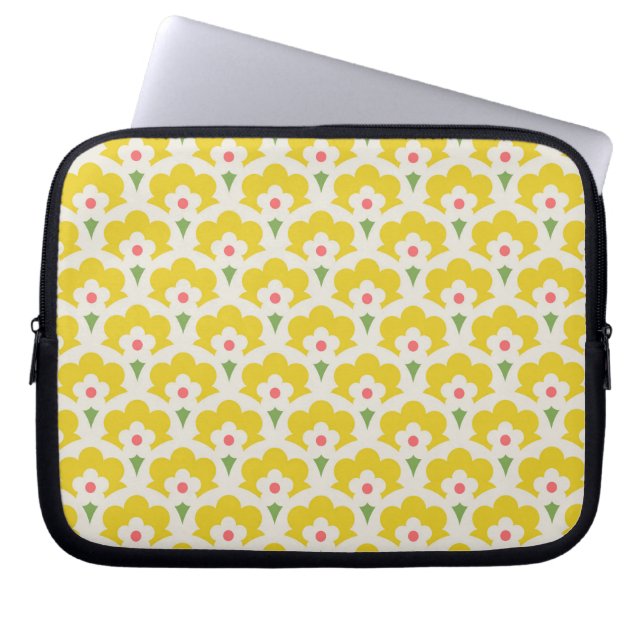 Capa Para Notebook Retro Yellow Flower Garden Pattern (Frente)