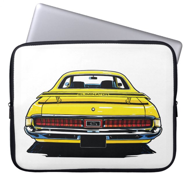 Capa Para Notebook Retro Yellow Muscle Car Rear Pop Art Illustration (Frente)