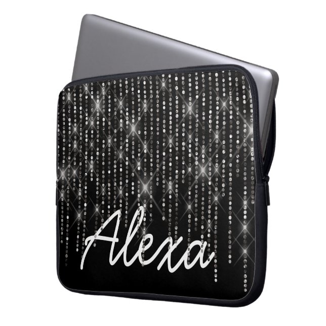 Capa Para Notebook Rhinestone Bling com Nome (Frente Esquerda)