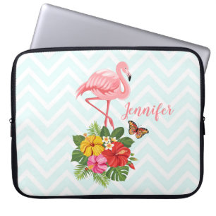 Capa Para Notebook Rico rosa Flamingo e Hibiscus Tropical