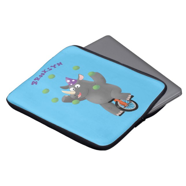 Capa Para Notebook Rinoceronte giro e engraçado fazendo malabarismo e (Frente Topo)