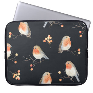 Capa Para Notebook Robins, bagas de remo, padrão de aquarela de inver