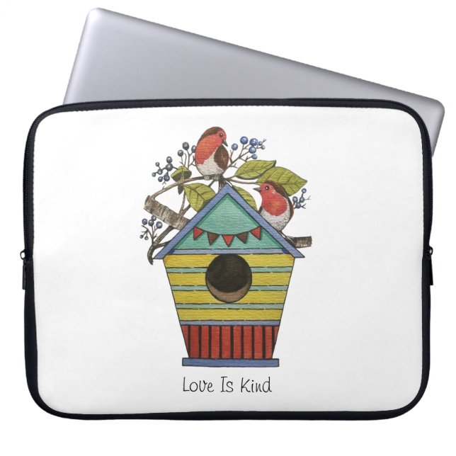 Capa Para Notebook Robins Com Airelas E Birdhouse (Frente)