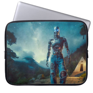 Capa Para Notebook Robô Futurista em Paisagem Antiga
