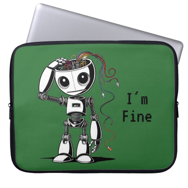 Capa Para Notebook Robô quebrado - Estou bem (Frente)