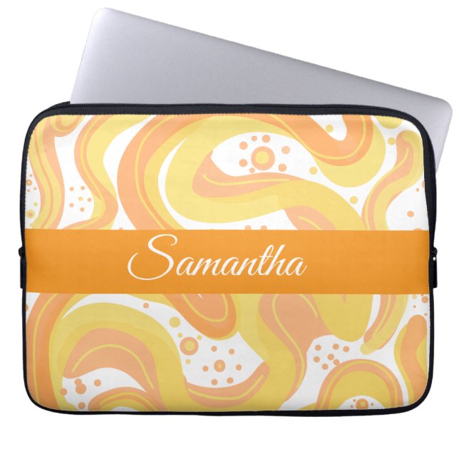 Capa Para Notebook Rochas Laranja E Amarelo Com Pontos (Frente)