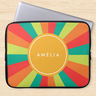 Capa Para Notebook Roda de Cor do Nome Personalizado do Verão Quente