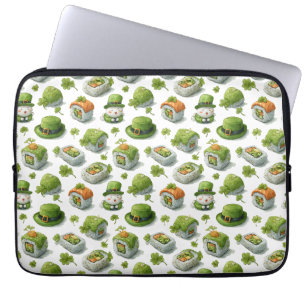 Capa Para Notebook Rolos de Sushi do Dia de São Patrício & Trevo