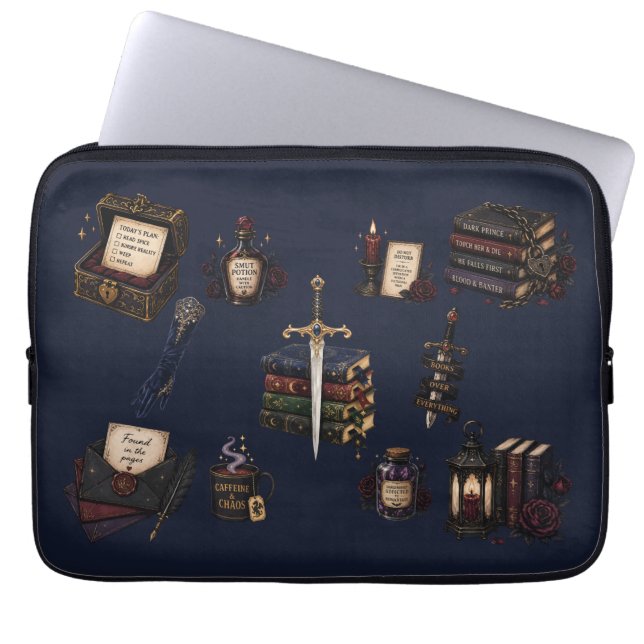 Capa Para Notebook Romantasia, Cafeína e Caos (Frente)