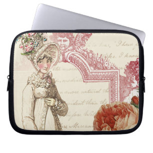Capa Para Notebook Romântica Jane Austen feminina rosa delicado
